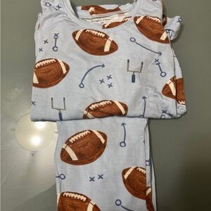 Angel Dear Kids Pajama Set - Blue with Brown Footballs